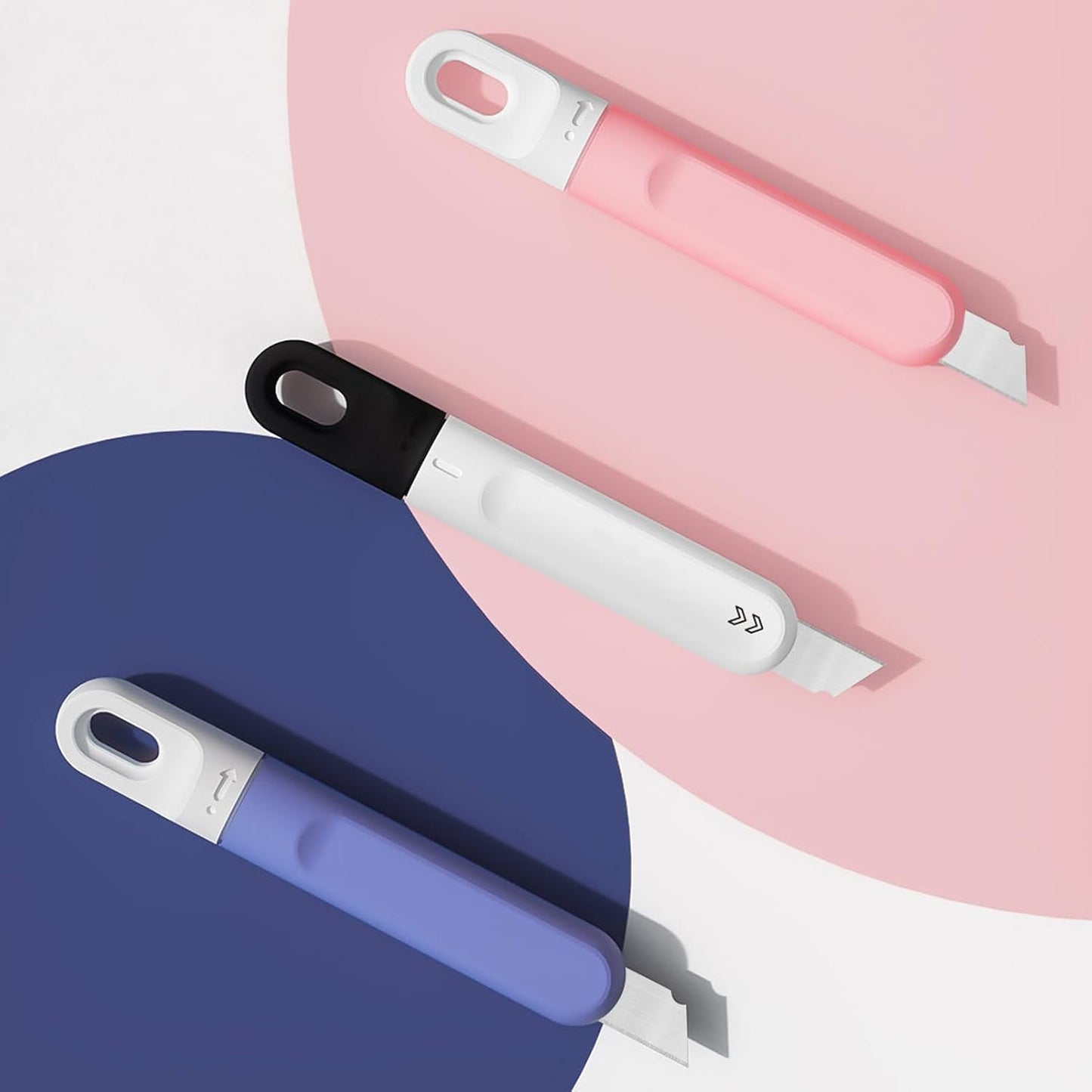 3 PCS Small Box Cutter, Small Utility Knife, Mini Pink Box Cutter for Women Rotate to Retract Box Opener, Retractable Box Cutter, Package Opener, Box Cutters for Home Office Travel and DIY