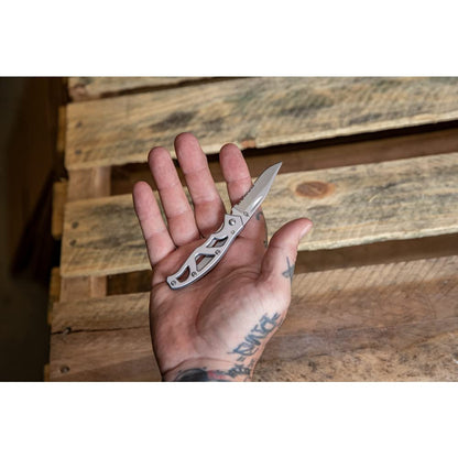 Gerber Gear Paraframe I EDC Folding Pocket Knife, 3" Serrated Edge with Safety Frame Lock, Stainless Steel, Grey