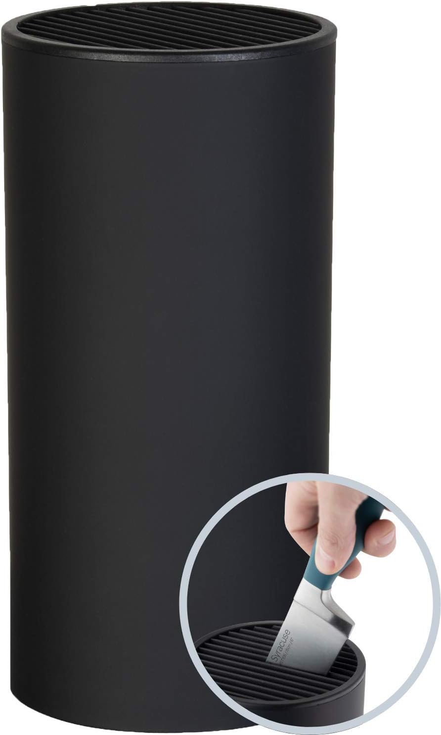 Taylors Eye Witness Empty Knife Block Universal Holder - Stores 8 Kitchen Knives, max 8”/20cm Long. Black Soft Touch Finish. Simple And Elegant Cylindrical Design, For Any Worktop. 10 Yr Guarantee.