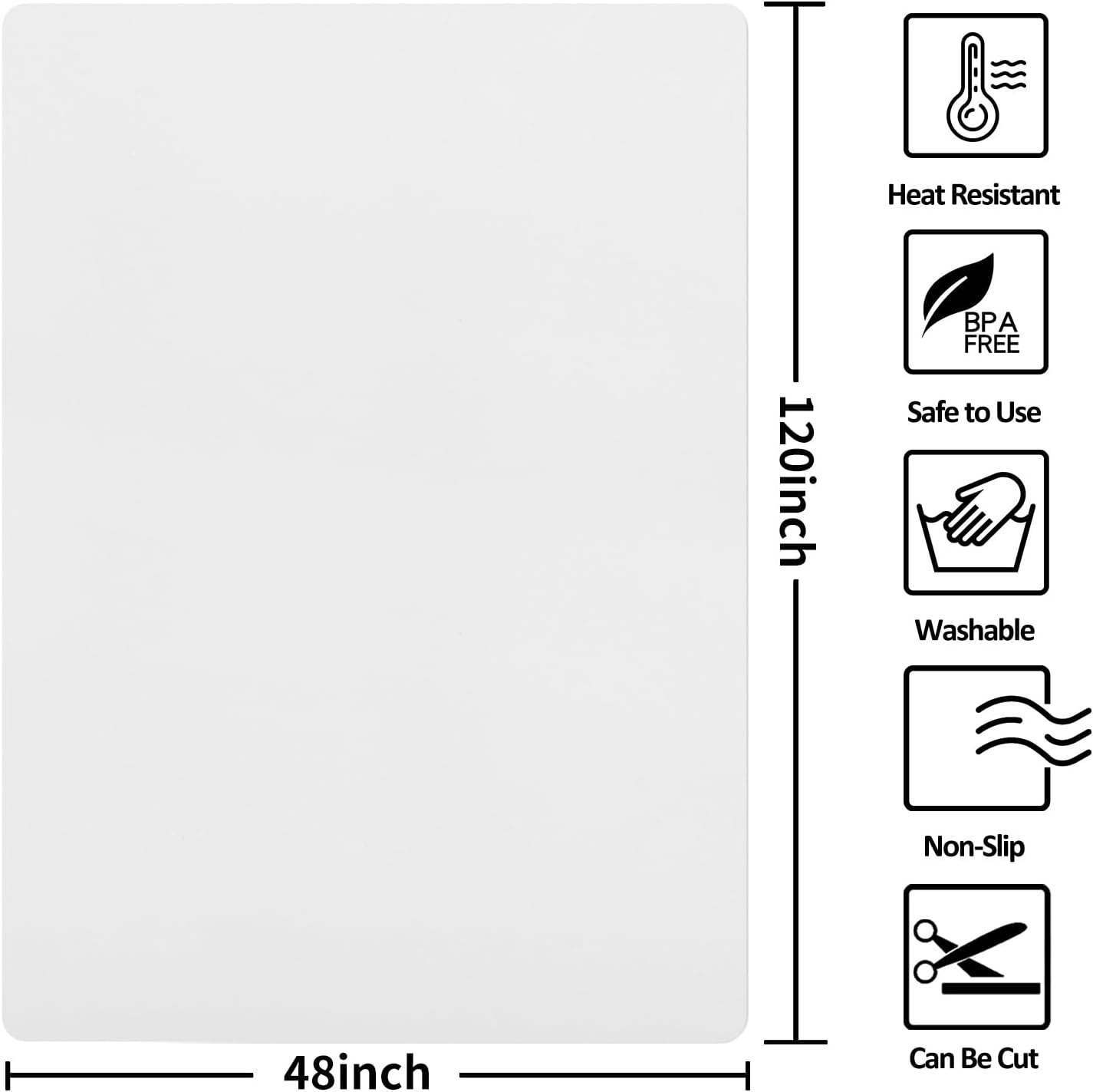 Silicone Mats for Kitchen Counter Thicker Extra Large Heat Resistant Mats Countertop Protector Liners for Bottom of Oven Air Fryer Coffee Maker, 24" x 16" x 2 mm, Translucent