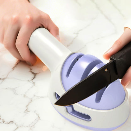 Knife Sharpener for Kitchen, Gold Pink Handheld Sharpener for Repairing and Polishing Kitchen Knives,Manual Sharpener Suitable for Various Kitchen Knives