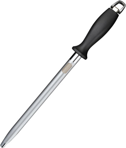 Diamond Honing Steel 10 inch Professional Knife Sharpening Steel, Flat Knife Honing Rod, Diamond Carbon Steel, Sharpener for Honing Knife Blades, Chef Knives