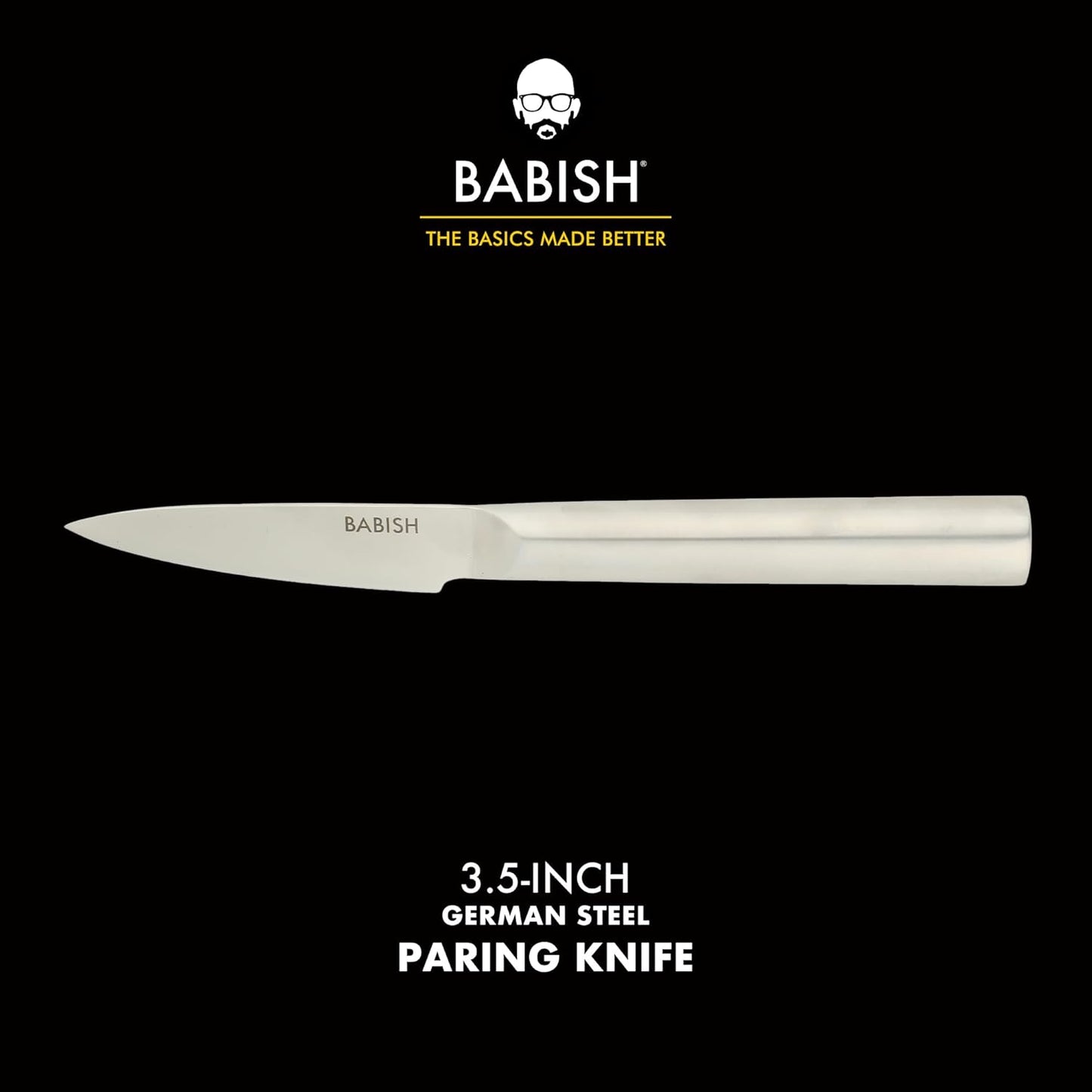 Babish 1.4116 German Stainless Steel Paring Knife – 3.5-Inch Precision Kitchen Knife for Peeling, Trimming & Prep Work, Full-Tang Blade