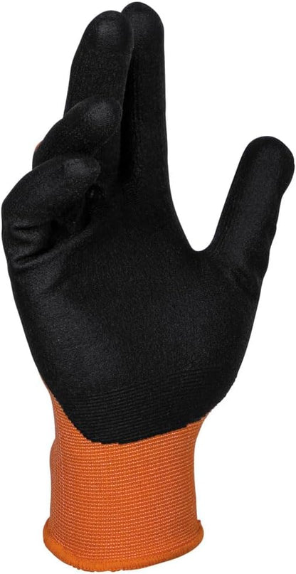 Klein Tools 60581 Work Gloves, Knit Dipped Cut Resistant ANSI A1 Nitrile Coated Gloves, Nylon-Spandex, Touchscreen Capable, Large, 2-Pair