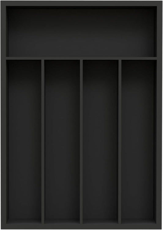 Unibambou Bamboo Utensil Drawer Organizer, Silverware Tray Organizer, Kitchen Drawer Organizer for Flatware Cutlery (Black, 3 Slots)