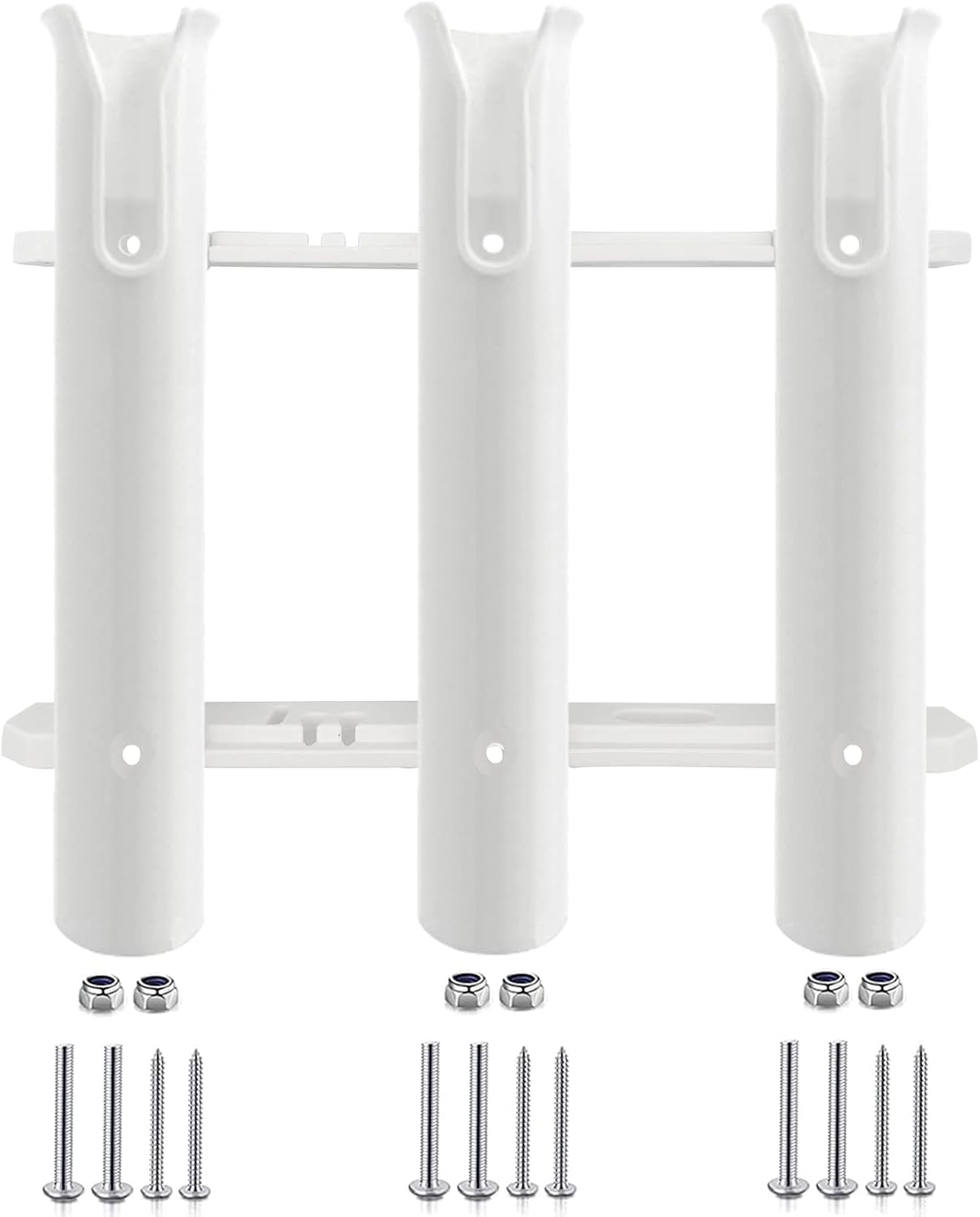 ISURE MARINE Fishing Rod Holder Bracket Wall Mounted Boat Side Mount Tool Holder Tube Links with Screws 2/3/4/6 Pole Tube (White/Black)