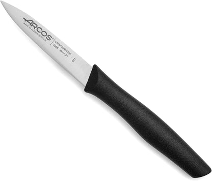 Arcos Set 3 pieces Paring Knife 3 Inch. 3 Paring Knives of Stainless Steel and Ergonomic Polypropylene Handle for Cutting Fruits, Vegetables and Tubers.. Series Nova. Color Black