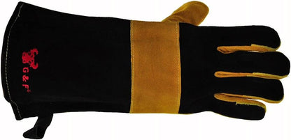 G & F Products Premium Leather Heat-Resistant Gloves – BBQ, Fireplace – Puncture, Cut, and Fire Protection with Cotton Lining and Kevlar Stitch – Durable Suede and Cowhide Leather