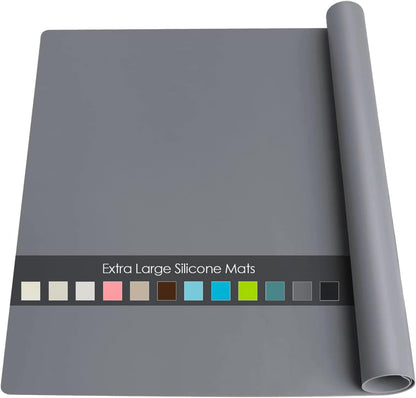 Extra Large Dark Green Countertop Mat - Silicone Table Kitchen Desk Mat - Non-Slip & Heat Resistant - Dinner Placemat Pastry Dough Rolling Mat - Colors B