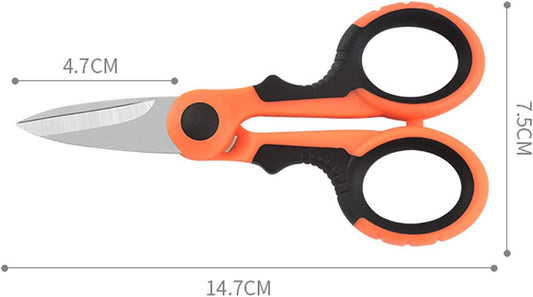 2 Pcs Fishing Scissors Multi-Purpose Cutting Electrician Tools Stainless Steel Serrated Electrician Shears for Cut Electrical Wire Iron Wires Meat Poultry Chicken