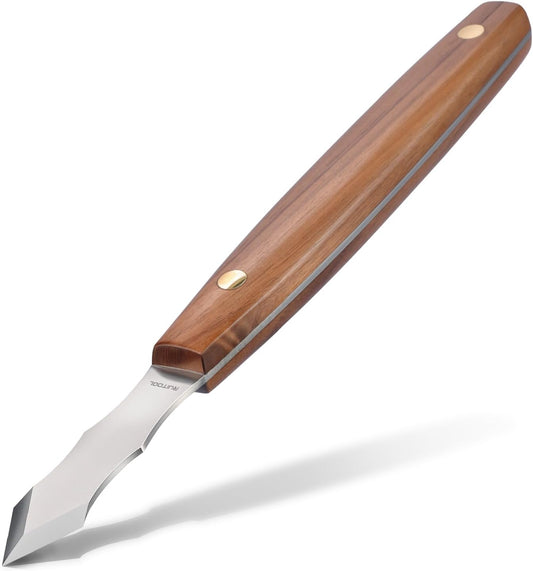 RUITOOL Marking Knife, Long‑Neck Thin Blade Scribing Tool with Dual Grooves for Woodworking – High Carbon Steel Double Beveled Blade (2.6") for Precision Wood Carving & Left/Right Hand Use