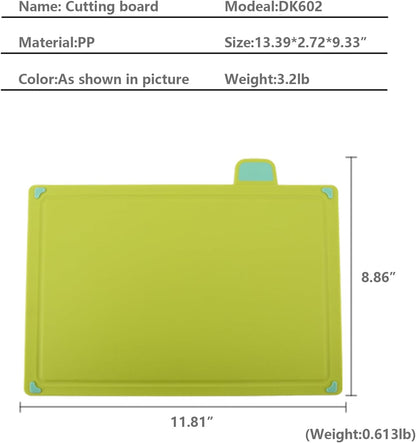 4-Piece Colorful Plastic Cutting Board Set with Storage Stand | Color-Coded | Non-Slip | Dishwasher Safe | Durable Large Food Chopping Boards