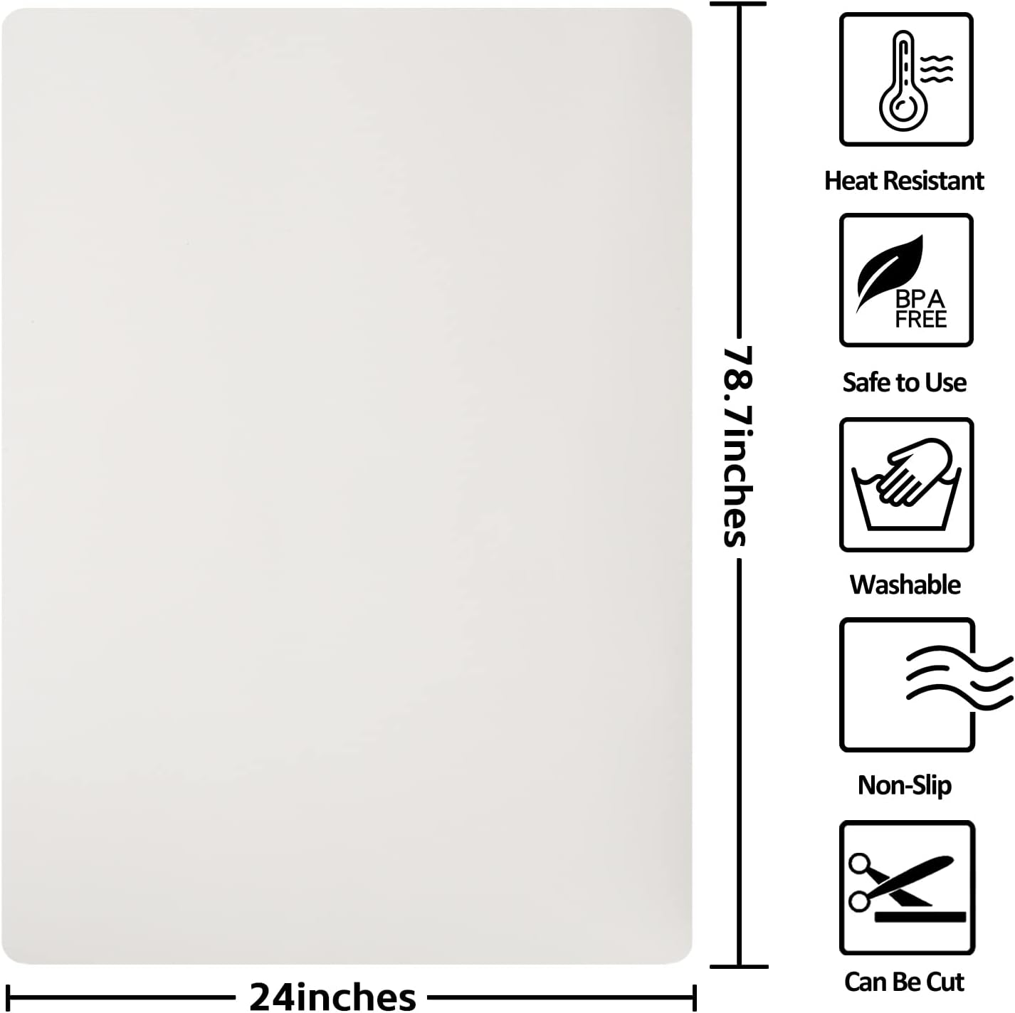 Silicone Mats for Kitchen Counter Thicker Extra Large Heat Resistant Mats Countertop Protector Liners for Bottom of Oven Air Fryer Coffee Maker, 24" x 16" x 2 mm, Translucent