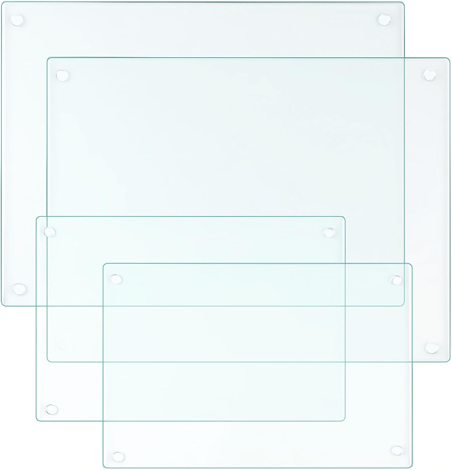 LANGBOHOS Tempered Glass Cutting Boards for Kitchen,Clear Cutting Board for Countertop,Non-slip Chopping Board,Table protection, Heat Resistant, Shatter Resistant (Clear, Set of 4)