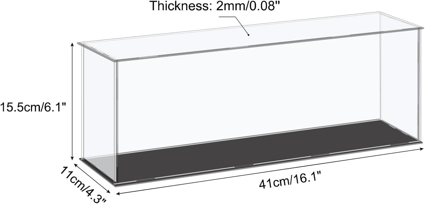 MECCANIXITY Acrylic Display Case Plastic Box Cube Storage Box Clear Small Assemble Dustproof Showcase 14.1x4.3x4.1 Inch for Collectibles Items