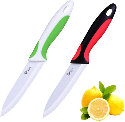 3 PCS Colorful Knivies Set, 4 Inch Ceramic knife 3 PCS Knives with Zirconia Blade and Sheath Covers,use for meat fruit vegetable and bread (green blue and pink)
