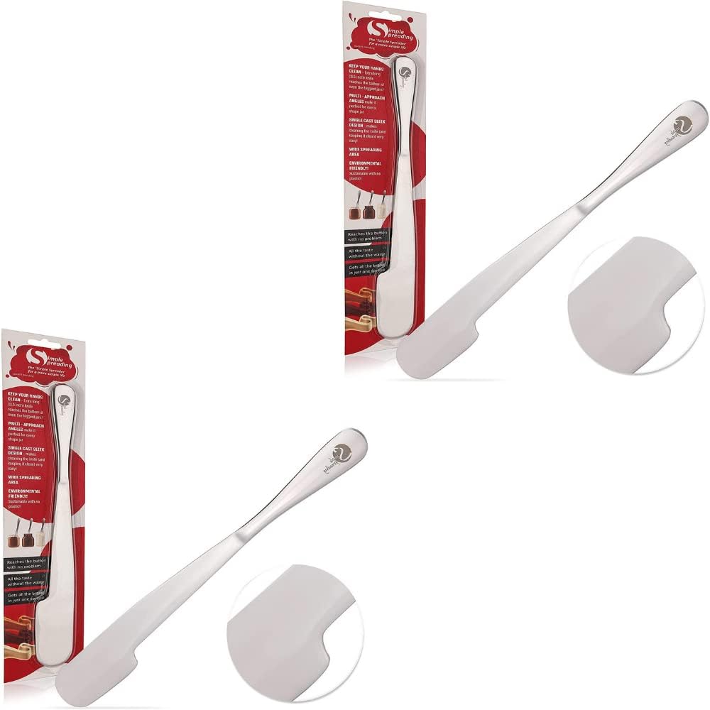 Simple preading Stainless Steel Spatula Spreader Knife, Peanut Butter and Jelly, Chocolate or Strawberry Jam Stirrer & Jar Scraper 11.5" Multifunction Stir & Scrape BIG Jars - Spread with Clean Hands