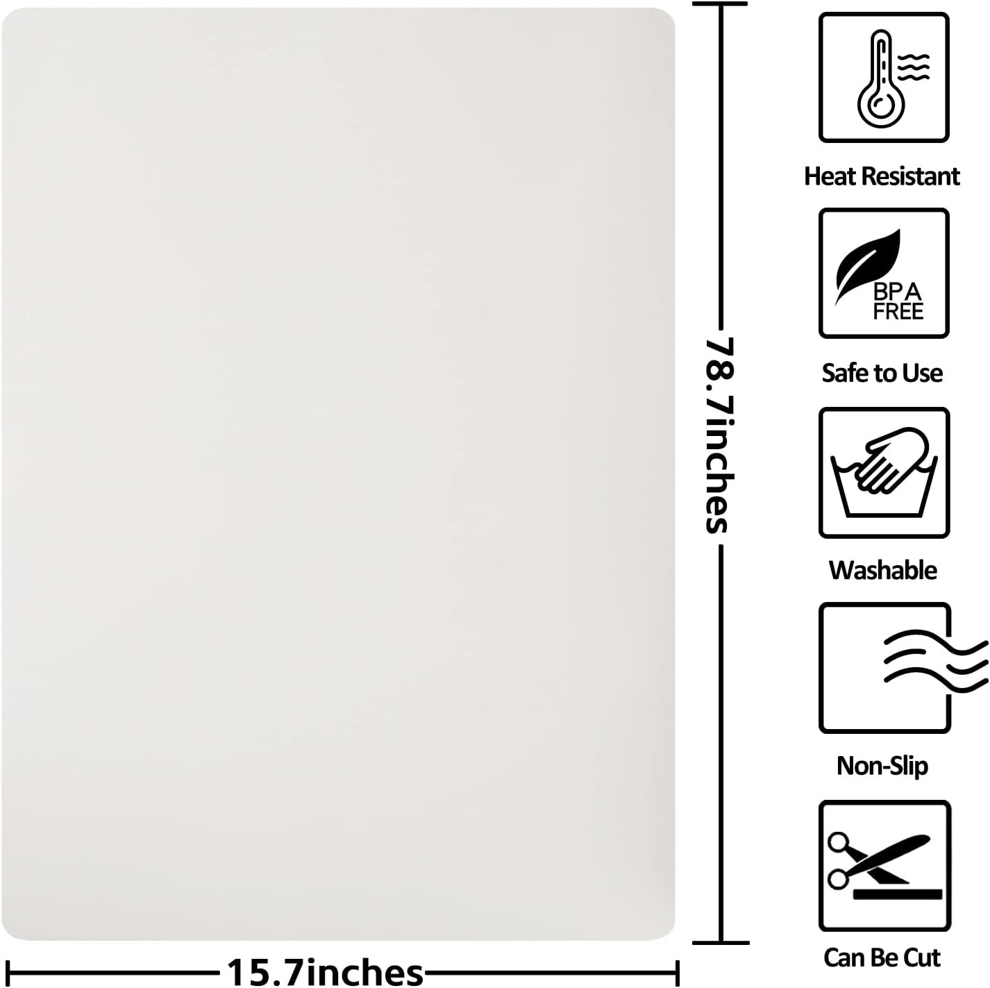Silicone Mats for Kitchen Counter Thicker Extra Large Heat Resistant Mats Countertop Protector Liners for Bottom of Oven Air Fryer Coffee Maker, 24" x 16" x 2 mm, Translucent