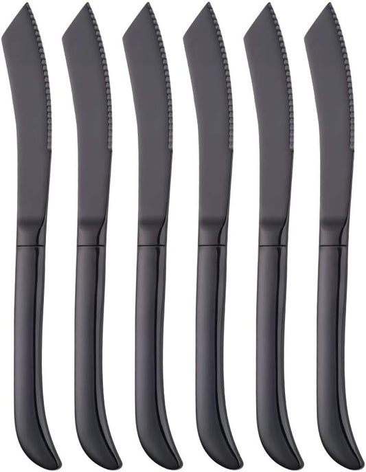 6-Pieces Rainbow Steak Knife Set, Premium Serrated Stainless Steel Kitchen Steak Knives, Flatware Utensil Silverware Sets, Dishwasher Safe