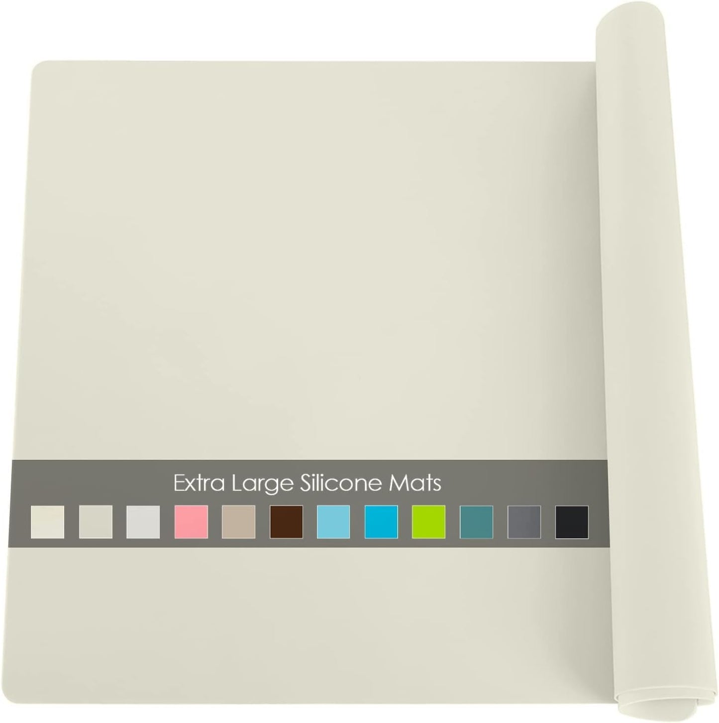 Extra Large Dark Green Countertop Mat - Silicone Table Kitchen Desk Mat - Non-Slip & Heat Resistant - Dinner Placemat Pastry Dough Rolling Mat - Colors A