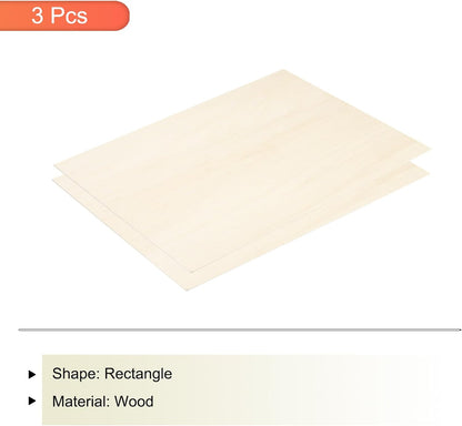 MECCANIXITY 3pcs Basswood Sheets 12 x 8 x 3/8 Inch Unfinished Wood Boards Plywood for DIY Crafts Laser Cutting with Smooth Surfaces