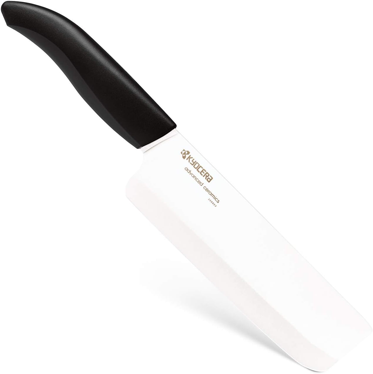 Kyocera Advanced Ceramic Revolution Series 6-inch Nakiri Vegetable Cleaver, Black Handle, White Blade