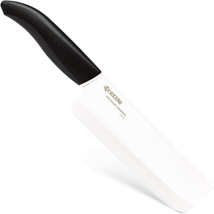 Kyocera Advanced Ceramic Revolution Series 6-inch Nakiri Vegetable Cleaver, Black Handle, White Blade