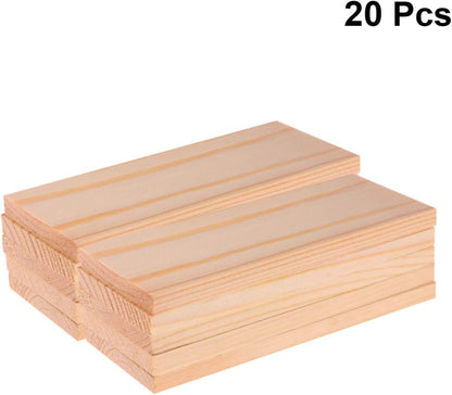 20pcs Rectangle Wood Boards Unfinished Wood Boards Sheets Carving Blocks for Arts Craft Painting 4x10cm