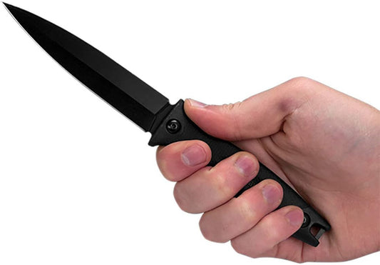 Kershaw Secret Agent (4007); Concealable Boot Knife with Strong Single Edge 8Cr13MoV Steel Blade; Arrives with Dual Carry Molded Sheath and Stealthy Non-Reflective Oxide Finish, 3 OZ