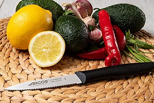 Arcos Set 3 pieces Paring Knife 3 Inch. 3 Paring Knives of Stainless Steel and Ergonomic Polypropylene Handle for Cutting Fruits, Vegetables and Tubers.. Series Nova. Color Black