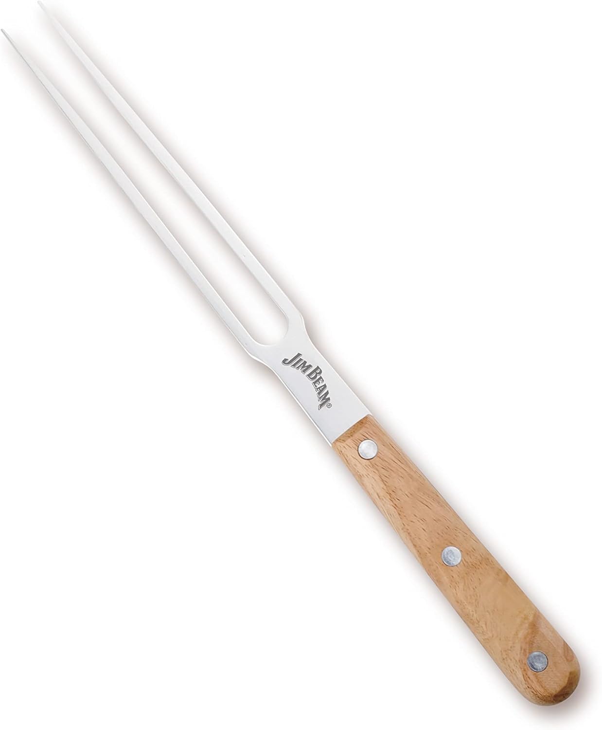 Jim Beam 3-Piece Carving Set, Includes Stainless Steel Knife and Fork with Wood Handles and Wooden Carving Board, Brown