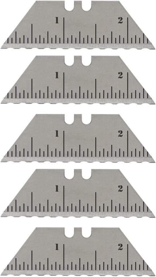NDZ Performance Serrated Steel Blade Replacement for Utility Knife & Box Cutters, Custom Double Sided Laser Engraved Designs, Silver - Skull - 3 Pack