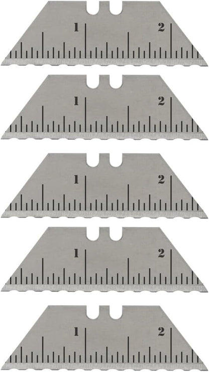 NDZ Performance Serrated Steel Blade Replacement for Utility Knife & Box Cutters, Custom Double Sided Laser Engraved Designs, Silver - Skull - 3 Pack