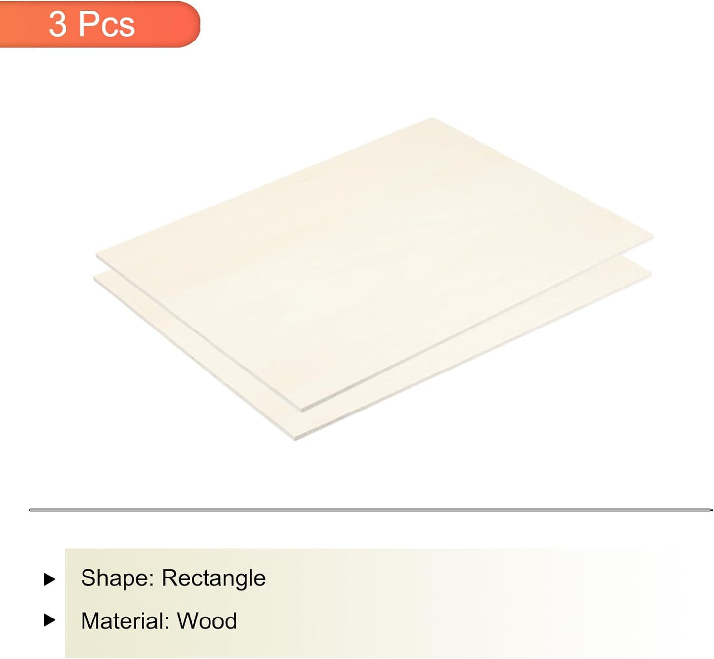 MECCANIXITY 3pcs Basswood Sheets 12 x 8 x 3/8 Inch Unfinished Wood Boards Plywood for DIY Crafts Laser Cutting with Smooth Surfaces