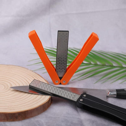 Diamond Knife sharpener Pocket Sharpening Stone #400/600 Double Sides Folding Portable Orange - 1pcs