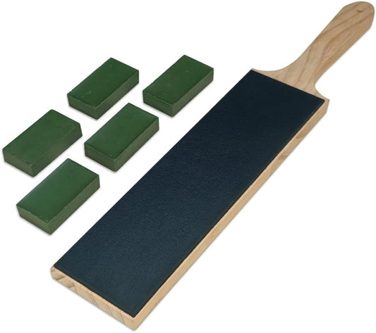 Leather Strop Kit with Sharpening Polishing Compound Knife Stropping Block 8" Knife Sharpener whetstone Leather Strop for Knife two-sided Stropping Kit