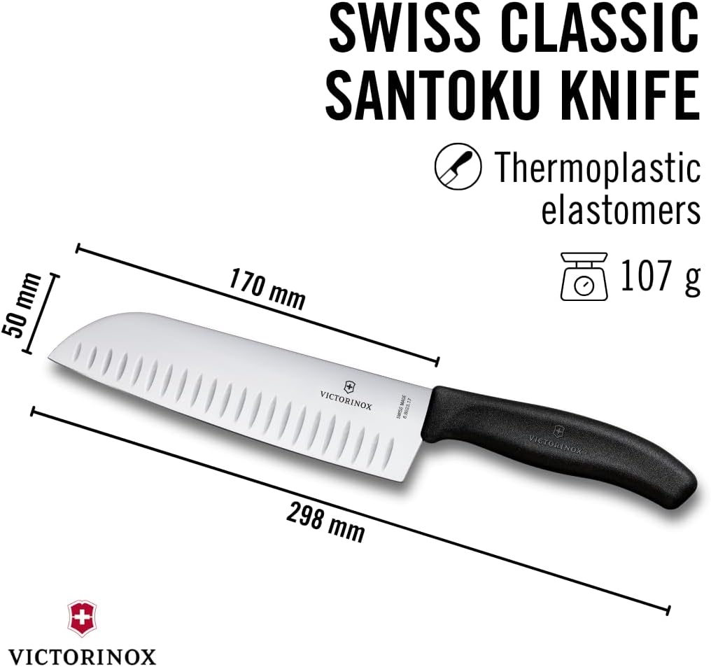 Victorinox Swiss Classic 2-Piece Kitchen Starter Set, 7" Santoku Knife and 3.25" Serrated Paring Knife, Black