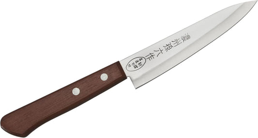 Japanese Seki Petty Knife 120mm, Stainless Steel Utility Kitchen Knife with Wooden Handle