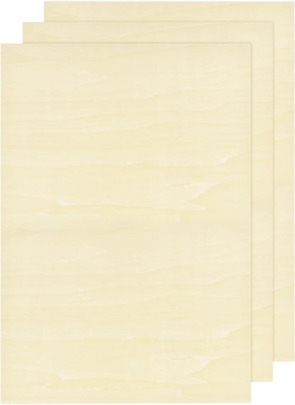 MECCANIXITY 3pcs Basswood Sheets 12 x 8 x 3/8 Inch Unfinished Wood Boards Plywood for DIY Crafts Laser Cutting with Smooth Surfaces