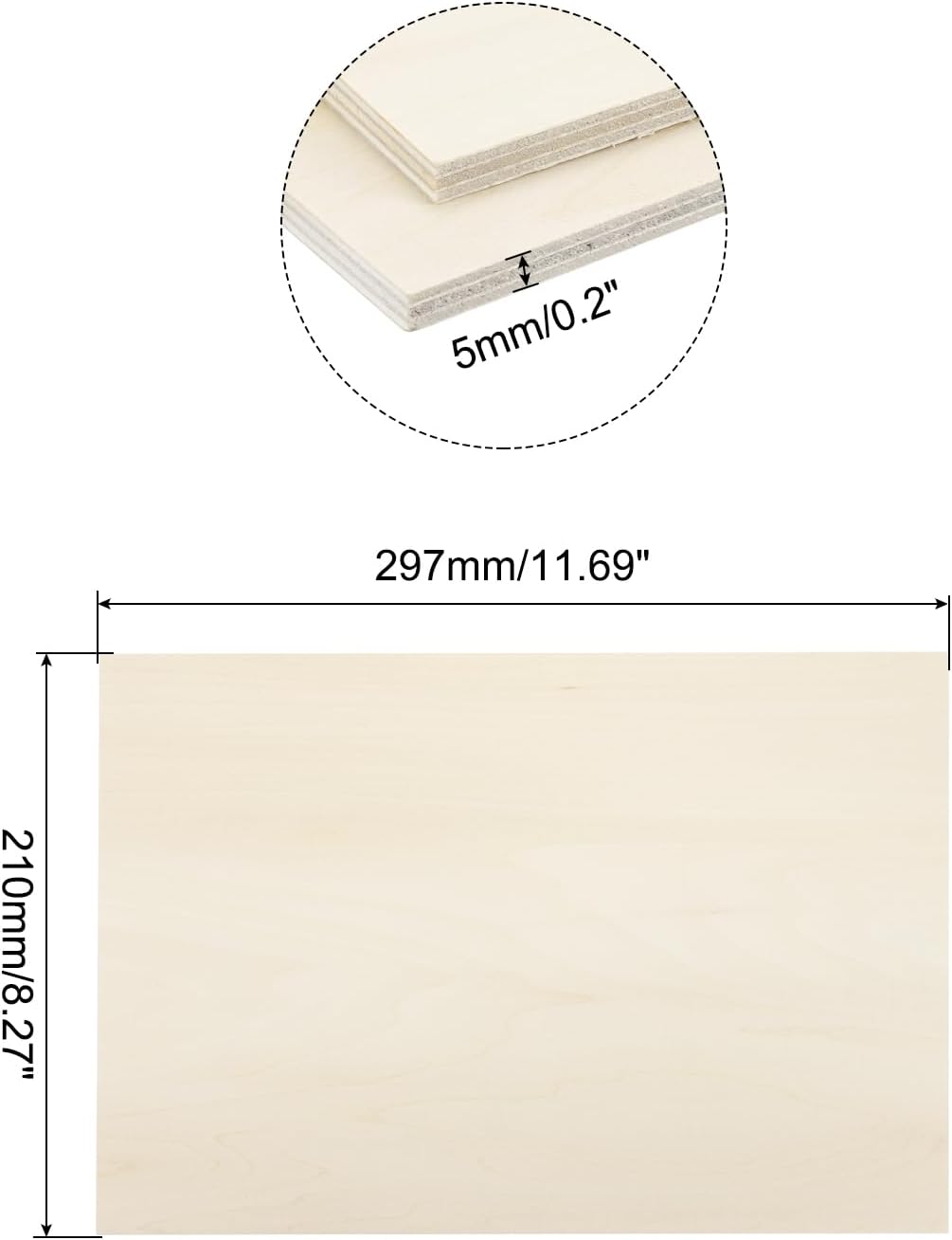 MECCANIXITY 3pcs Basswood Sheets 12 x 8 x 3/8 Inch Unfinished Wood Boards Plywood for DIY Crafts Laser Cutting with Smooth Surfaces