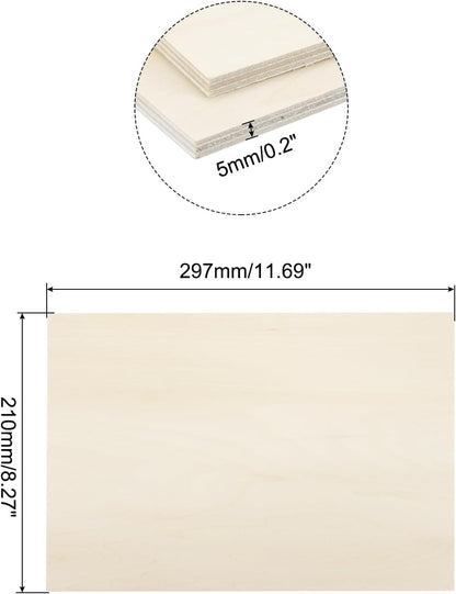 MECCANIXITY 3pcs Basswood Sheets 12 x 8 x 3/8 Inch Unfinished Wood Boards Plywood for DIY Crafts Laser Cutting with Smooth Surfaces