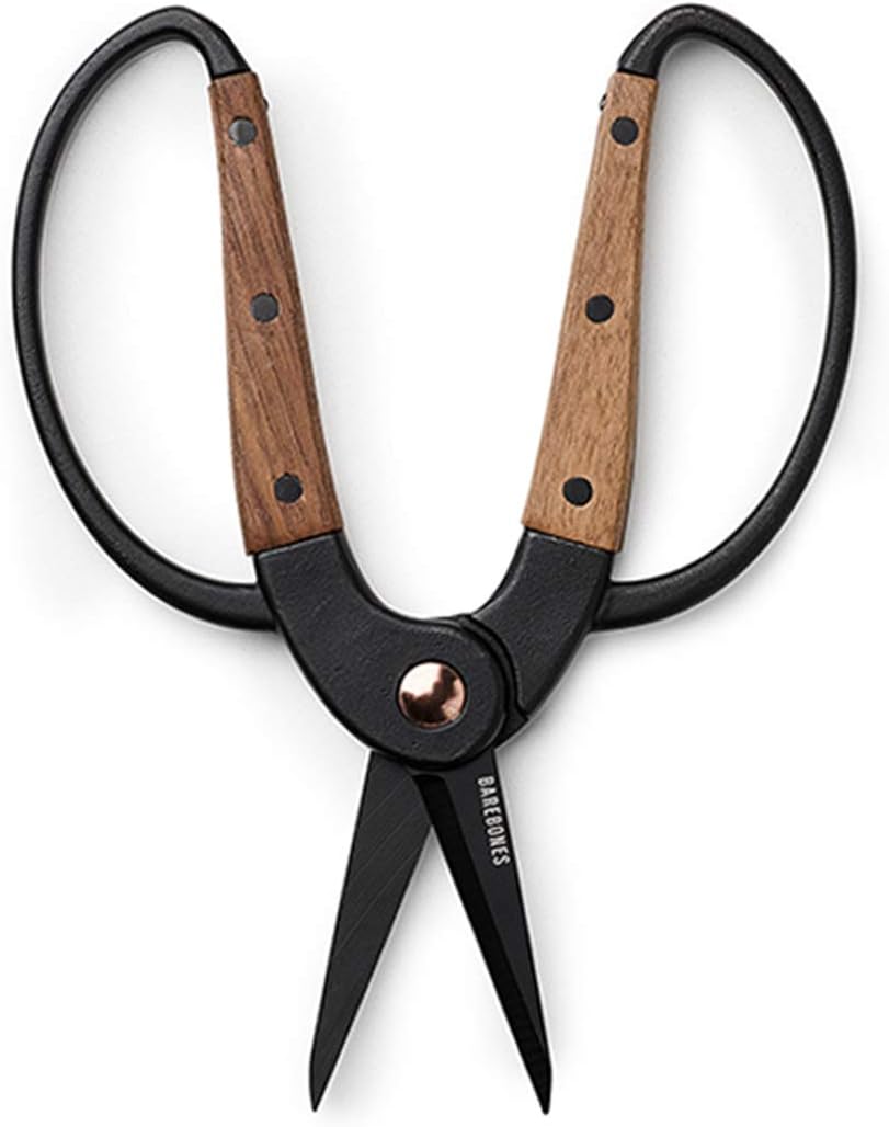 Barebones Garden Scissors - Walnut Scissors - Garden Supplies and Indoor Plant Accessories - Plant Shears with Wide Handles - Comfortable Fit Hand Pruners (Large)