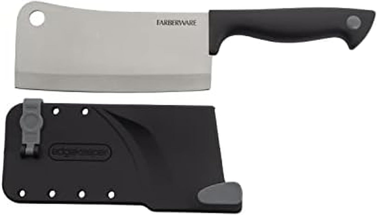 Farberware EdgeKeeper 6 Inch Chef Knife with Self-Sharpening Blade Cover, High-Carbon Stainless Steel Kitchen Knife for Slicing, Dicing, and Mincing