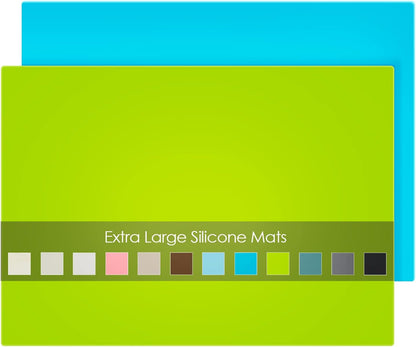 Extra Large Dark Green Countertop Mat - Silicone Table Kitchen Desk Mat - Non-Slip & Heat Resistant - Dinner Placemat Pastry Dough Rolling Mat - Colors B