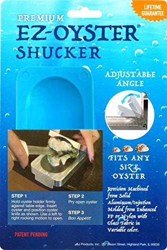 J&J Products The EZ - Oyster Variable Angle Opener Shucking Tool made from Recycled Ocean Bound Plastic (1, Blue)