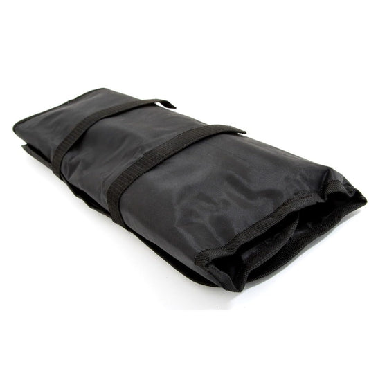 Chef Approved 20" Knife Storage Roll Bag with Buckle | Professional Kitchen Tool Case for Restaurant Cooking Knives | (9) Large (8) Small Pockets, Carrying Handle, 20"W x 2.5"D x 8"H, Nylon, Black