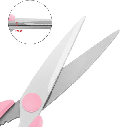 3-Pack Modern Stainless Steel Kitchen Scissors, Soft Grip Handle, Multi-Purpose Heavy Duty, Black, Red, Blue