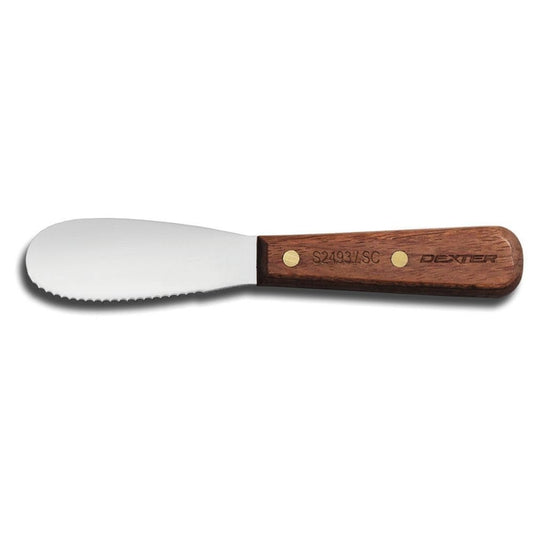 Dexter-Russell 18120 Traditional Sandwich Spreader with Scalloped Edge, 3.5" High-Carbon Stainless Steel, Rosewood Handle, Precision Kitchen Spreader for Smooth, Even Spreading, PCP Packaging