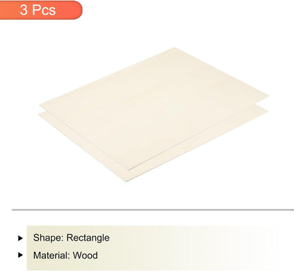 MECCANIXITY 3pcs Basswood Sheets 12 x 8 x 3/8 Inch Unfinished Wood Boards Plywood for DIY Crafts Laser Cutting with Smooth Surfaces
