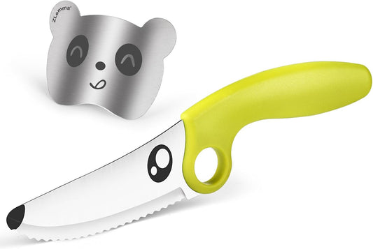 Kids Chef Knife Set for Real Cooking with Safe Finger Guard, Stainless Steel Blade & PP Handle,Perfect for Training Cutting Montessori Kitchen Tool, Kid-Friendly BPA Free (Yellow)